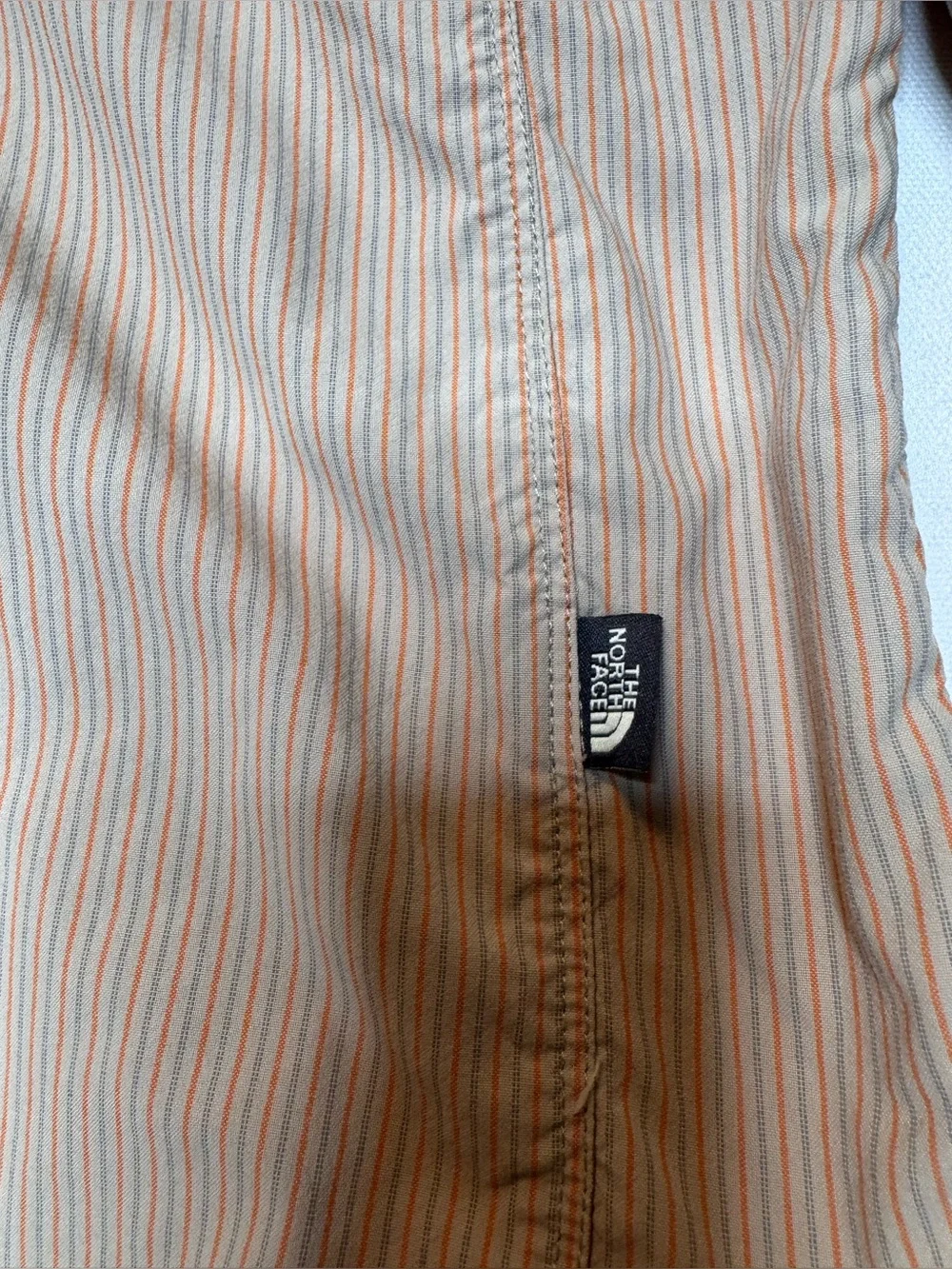 The North Face Men's XL orange Gray Striped Long Sleeve Hiking Shirt Gorpcore